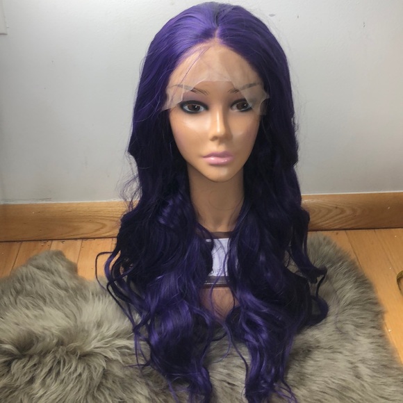 ? DARK PURPLE WAVY 22” LACE FRONT  WIG NEW main image 7